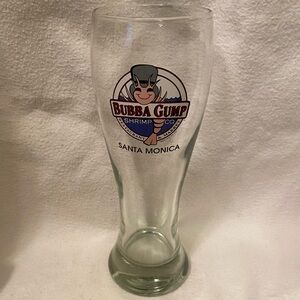 Bubba Gump pilsner tall clear beer glass Shrimp Co. Santa Monica, California